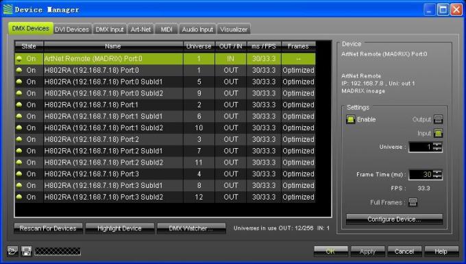 ۴۰۹۶ پیکسل Salve DMX LED Controller H802RA ۴ پورت مواد آلومینیومی 12