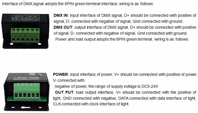 DC5v 24v Dmx تا Spi پیکسل دکودر 3 پین برای کنترل نوار LED Rgb 0